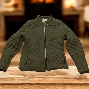 Royalty For Me Quilted Olive Green Moto Jacket - Womens Large/G